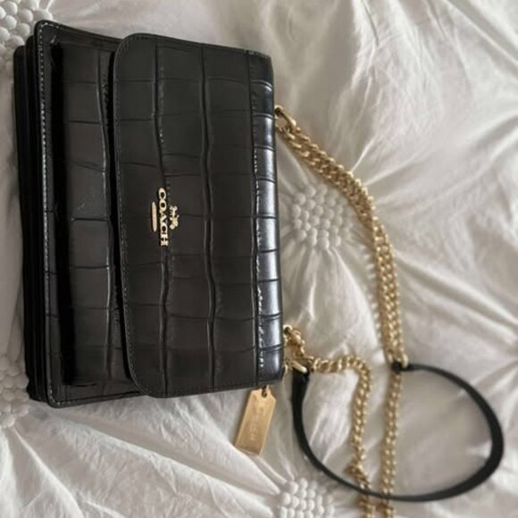 Coach Klare Crossbody Bag – Black with Gold Chain - Picture 1 of 4